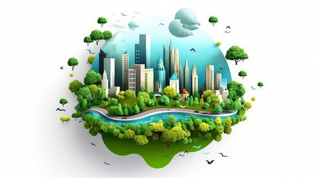 Mondo dell'ambiente globale che circonda un paesaggio verde globo terrestre concetto Generative Ai Technology