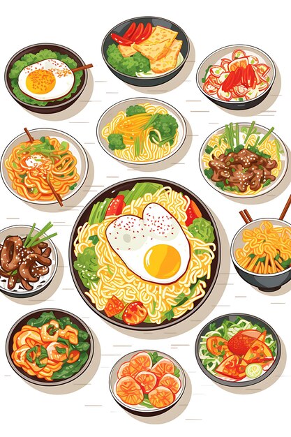 Mondo della raccolta di alimenti immagini colorate disegnate a mano e altamente applicabili