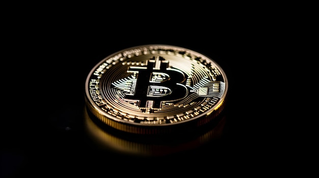 moneta bitcoin d'oro su carta da parati nera