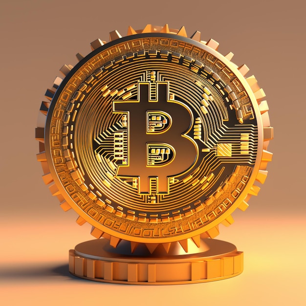 Moneta d'oro bitcoin 3D