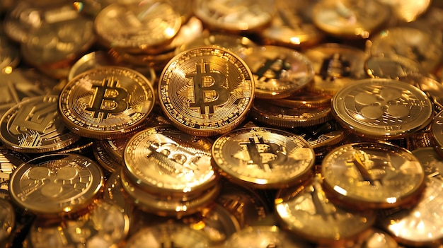 Moneta d'oro bitcoin da vicino