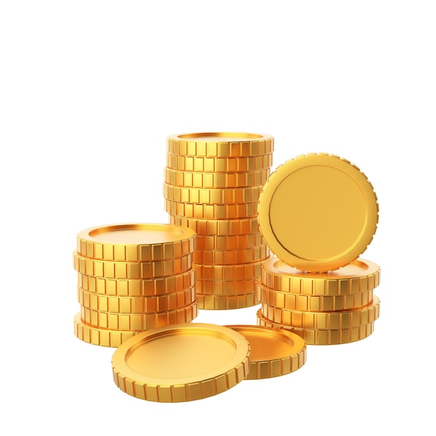 Moneta d'oro Le monete impilano l'illustrazione 3D