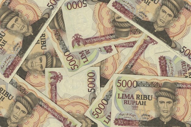 Moneta dell'Indonesia Banconote indonesiane Chiudere la moneta dell'Indonia Rupiah indonesiano rendering 3D