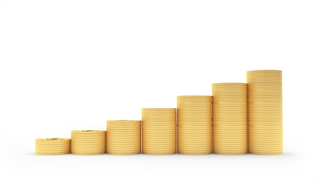 Monete d'oro in pile come un grafico