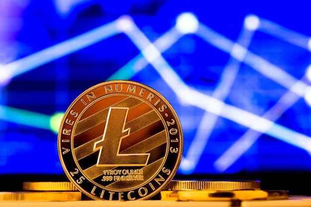 Monete di criptovaluta litecoin e altri primi piani