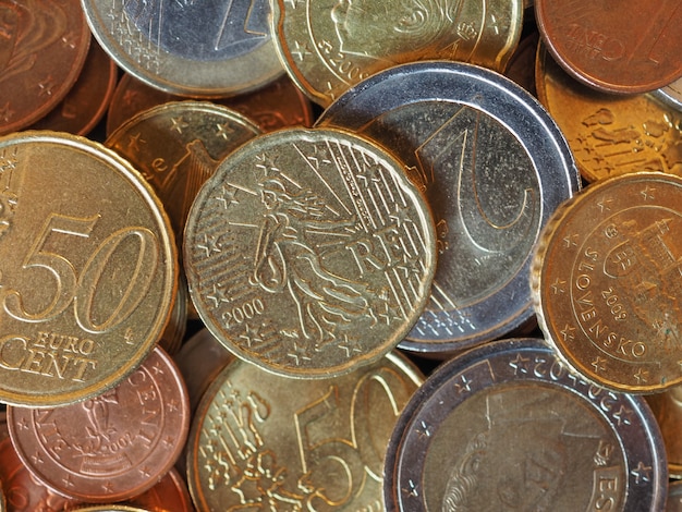 Monete in euro, sfondo dell'Unione europea