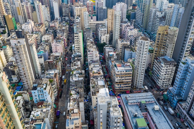 Mong Kok, 25 settembre 2019: Vista dall'alto della città di Hong Kong