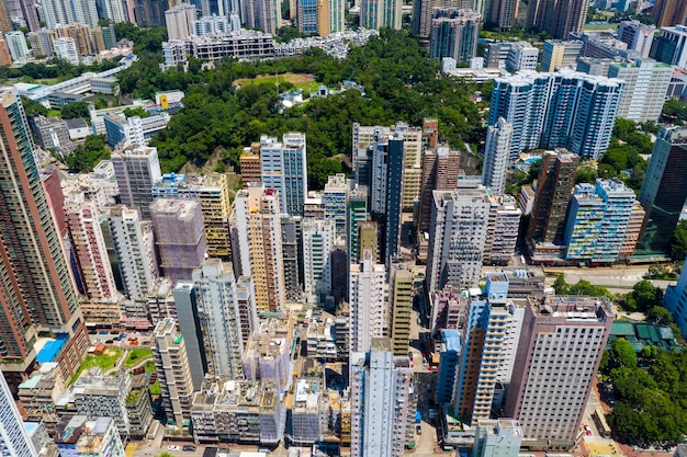 Mong Kok, Hong Kong 10 settembre 2019: Vista dall'alto della città di Hong Kong