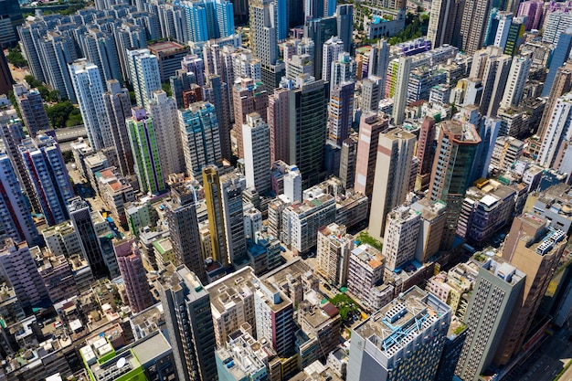 Mong Kok, Hong Kong 10 settembre 2019: Vista dall'alto della città di Hong Kong