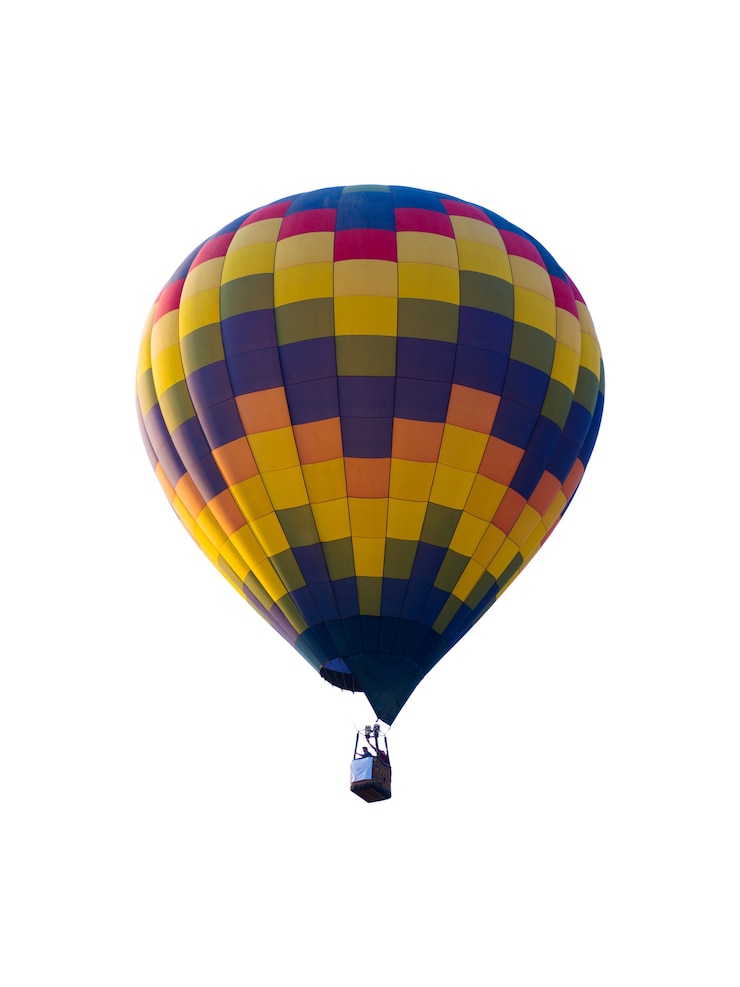Foto mongolfiera isolata su fondo bianco.