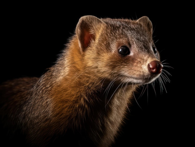 Mongoose Studio Shot Isolato su uno sfondo nero chiaro AI generativa