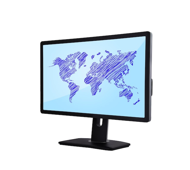 Monitor con mappa del mondo