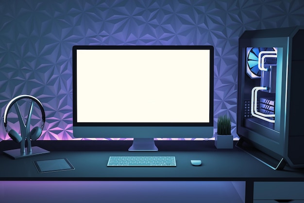 Monitor di computer bianco nero sul tavolo