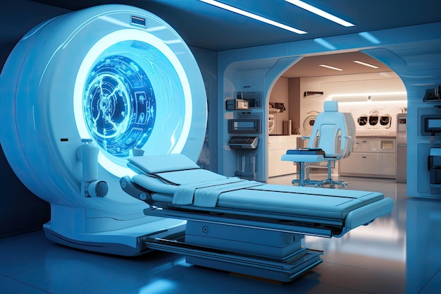 monitoraggio del paziente nella sala MRI dell'ospedale