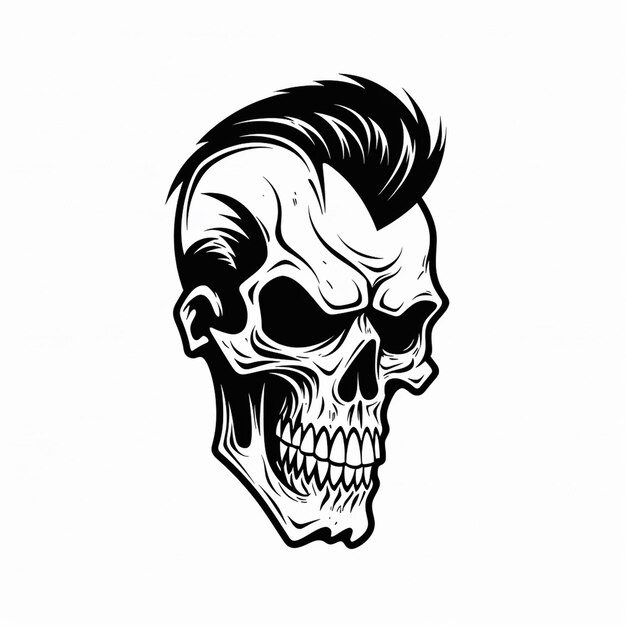 Monochrome Skull Art Retro Haunting