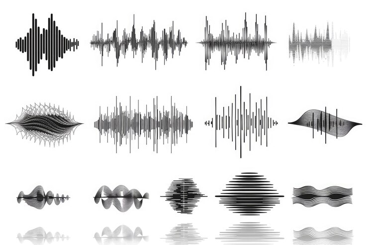 Monochrome Sound Wave Icons Set