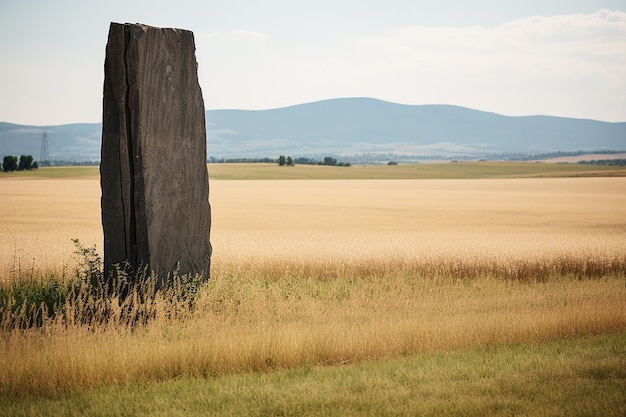 Monolito di pietra in un campo erboso