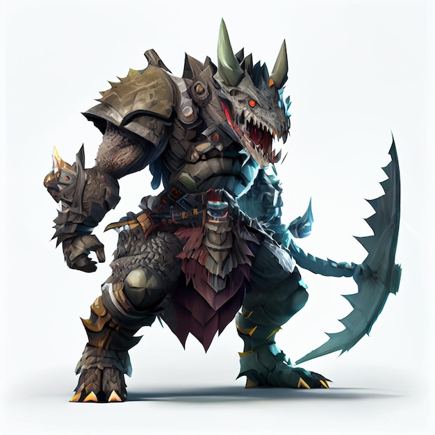 Monster warrior character design 3d rendering illustrazione isolata