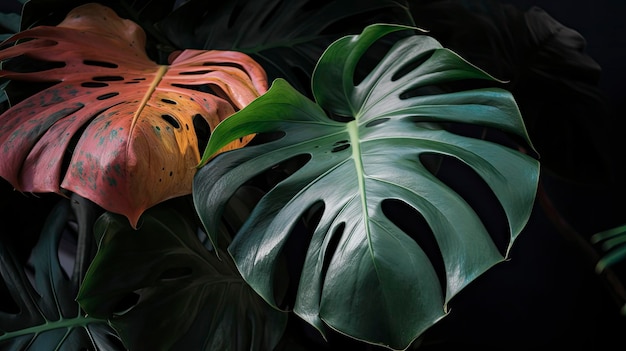 Monstera delicosa lascia multicolore sfondo testurizzato ai generativo