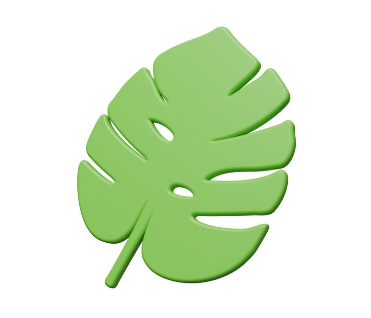 Photo monstera leaf 3d render 3d render cartoon minimal icon illustration