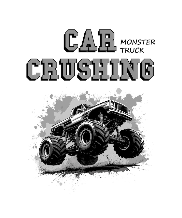 Foto monstro camion che schiaccia auto