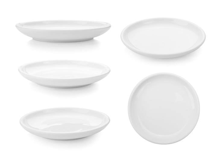 Foto montaggio di lastre di ceramica su sfondo bianco
