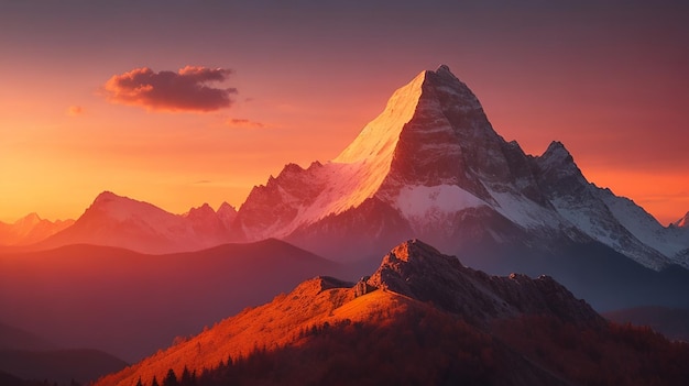 Montagna al tramonto Bel paesaggio