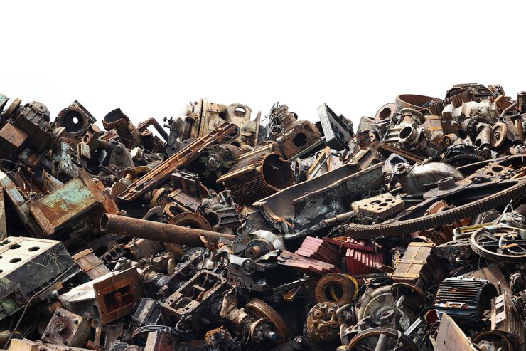 Montagna di rottami metallici pronti per il riciclaggio