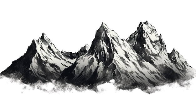 Montagna disegnata a mano in stile schizzo isolato su sfondo bianco Illustrazione vettoriale