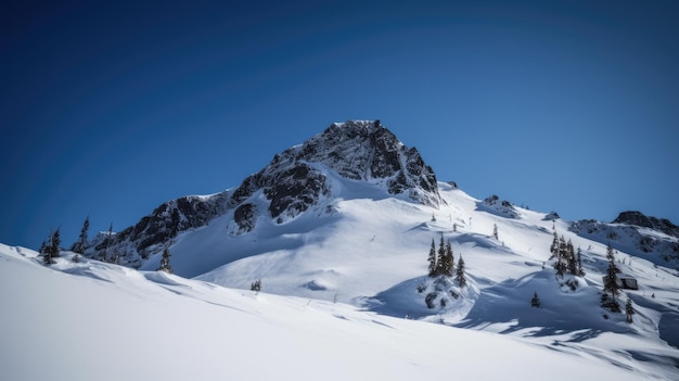 Montagna innevata con cielo blu