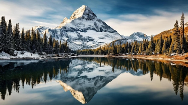 montagna riflessa in un lago