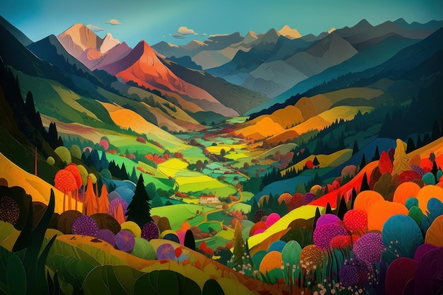 Montagne colorate e un fiume