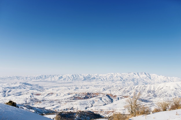 Montagne con rocce nelle montagne Tien Shan in Asia centrale