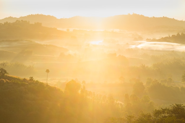 Montagne coperte di nebbia