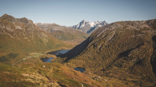 Montagne delle isole Lofoten in Norvegia in una giornata di sole