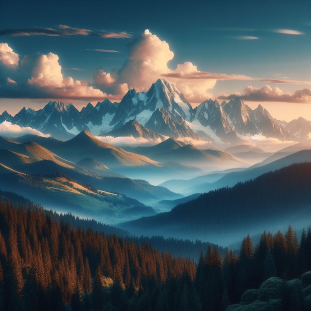 Montagne e cielo foto realistica