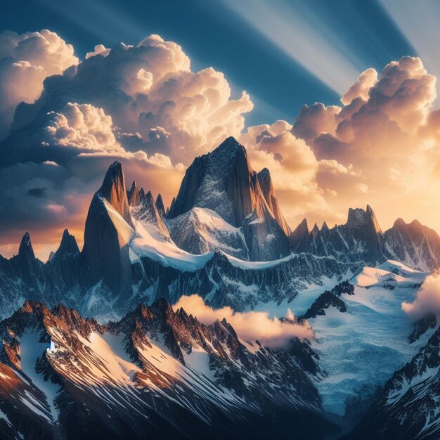 Montagne e cielo foto realistica