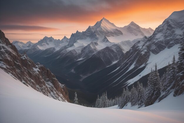 Montagne e cime innevate del Caucaso