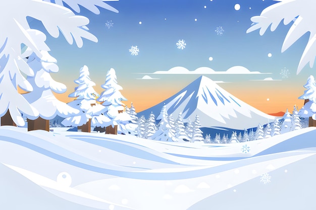 Montagne innevate con paesaggio invernale