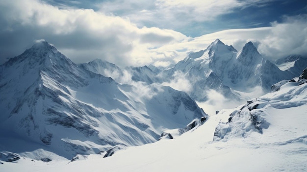 Montagne innevate in primo piano