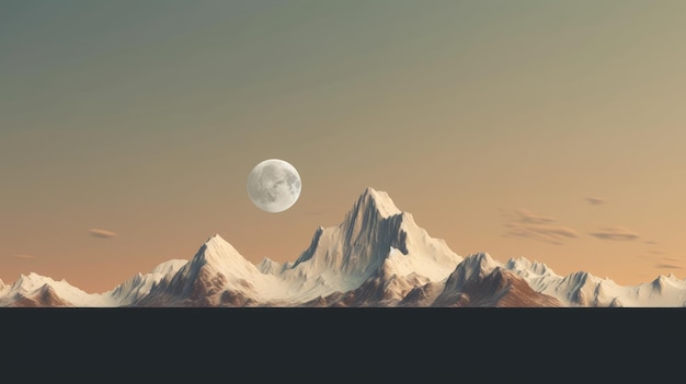 Montagne innevate minimaliste generate dall'intelligenza artificiale