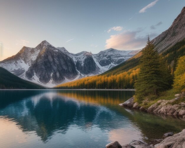 montagne maestose e lago tranquillo