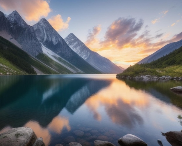 montagne maestose e lago tranquillo