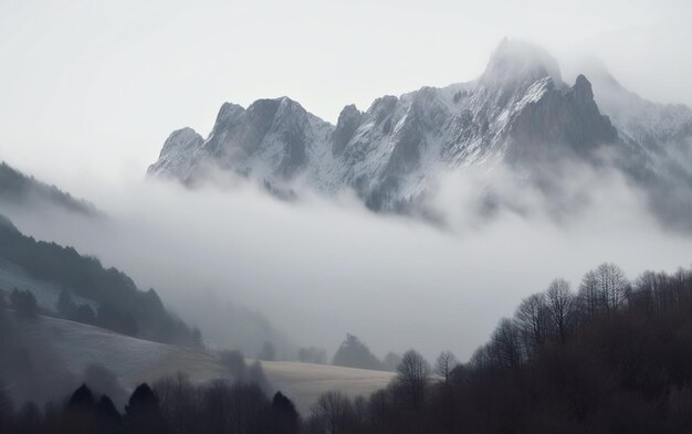 Montagne nella nebbia AI Generativa