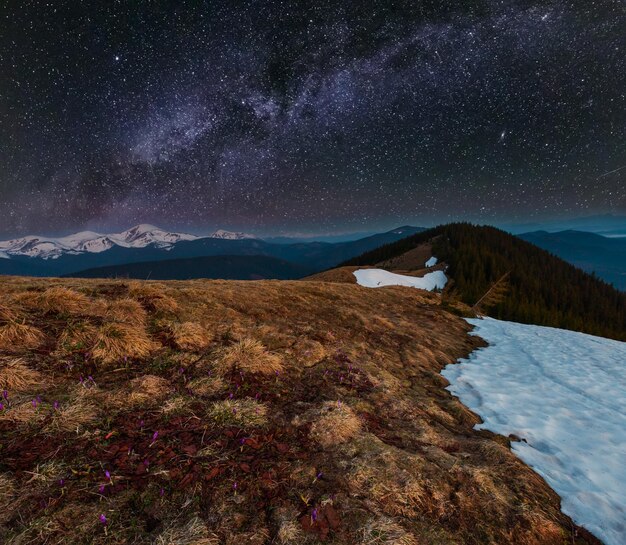 Montagne notturne primaverili e Via Lattea stellata