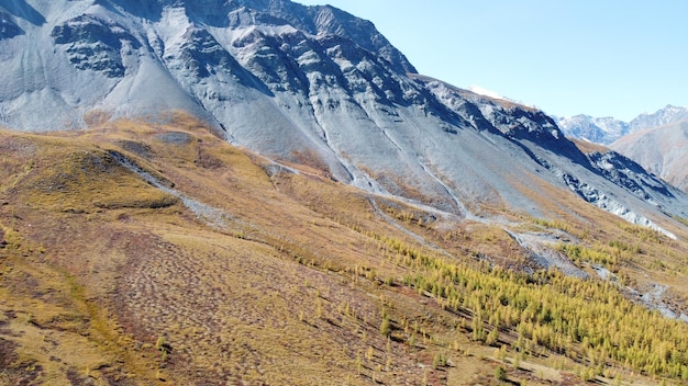 Montagne pittoresche e prati vista gola della valle di Yarloo stock photography Monti Altai