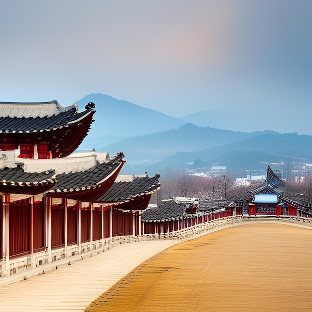 montagne tempio l'alba pagoda nebbia pini architettura tradizionale Asia tranquillità