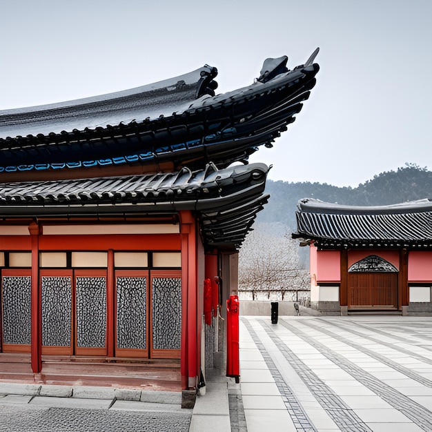 montagne tempio l'alba pagoda nebbia pini architettura tradizionale Asia tranquillità