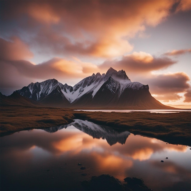 Montagne Vestrahorn al tramonto a Stokksnes, in Islanda