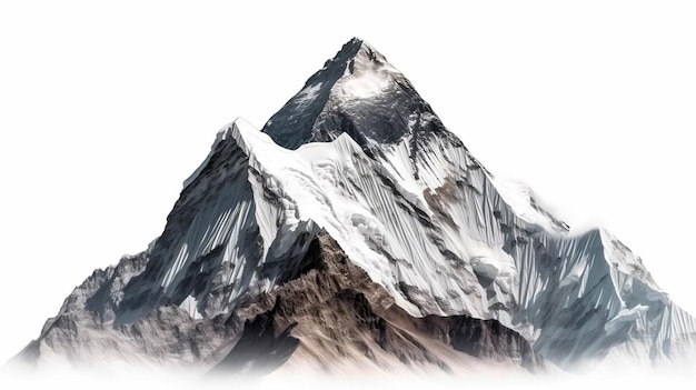 Monte Everest isolato su sfondo bianco IA generativa